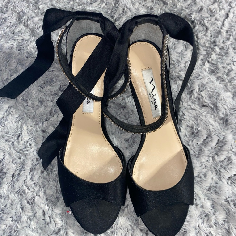 Nina Black Strappy Heels